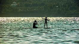 槳板,海,夏天