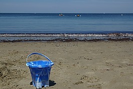 藍色,海灘,沙