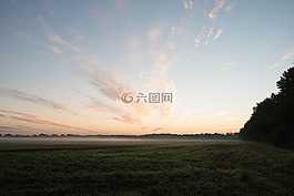 日出,字段,霧