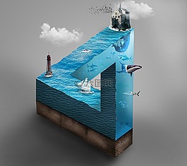 海,微型世界,三角形