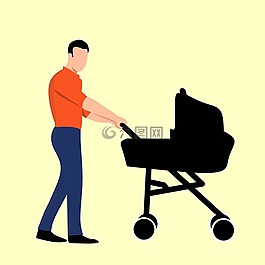 嬰兒,父親,馬車