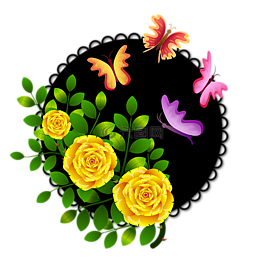 玫瑰,蝴蝶,鮮花