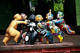 小孩,雕塑,彩色