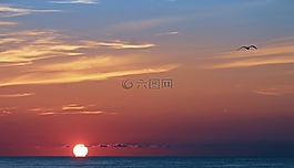 日落,海,晚上