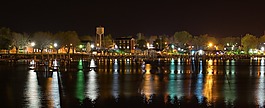 市容,夜,水
