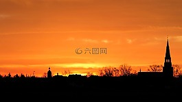 景觀,日出,黃昏