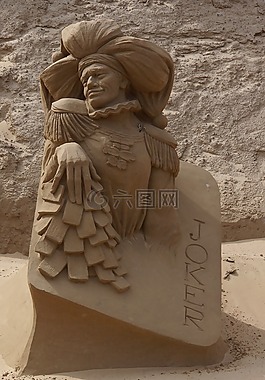 沙塔,砂雕塑,滑稽角色
