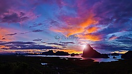 日出的天空,天空,湾