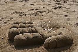海灘,手,金錢