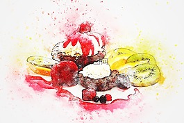 蛋糕,水果,食品