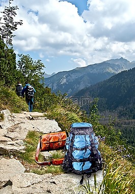 背包,設備,山
