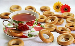 面包圈,干,茶