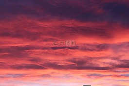 云,紅色,日落