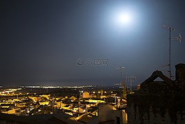 夜,城市,建筑