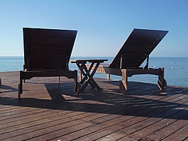 躺椅,放松,海