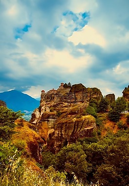 希臘,景觀,山