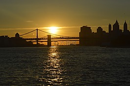 布魯克林大橋,日落,橋