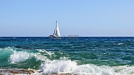 波,海,噴霧