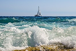 波,海,噴霧