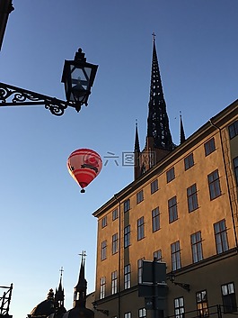 熱氣球,路燈,riddarholmskyrkan