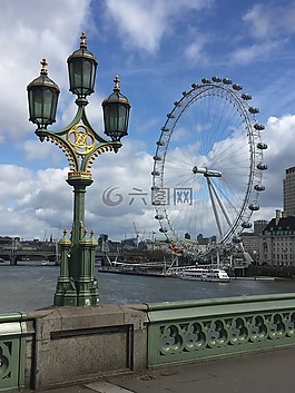 倫敦,摩天輪,路燈