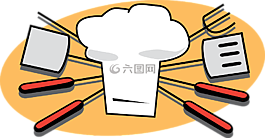烤,廚師,餐具