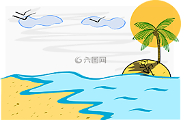 島,海灘,海
