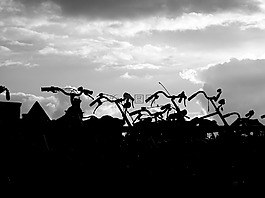 自行車,背光,天空