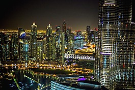 城市,迪拜,夜