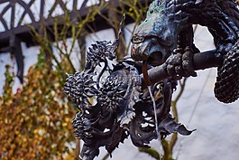 喷泉,老,石像鬼