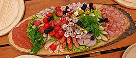 小吃,wurstplatte,吃