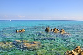 海,巖石,夏季
