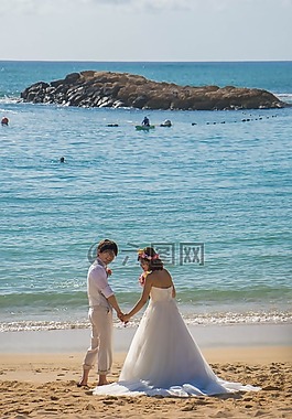 婚禮,夏威夷,海灘
