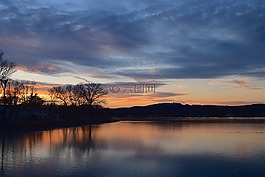 湖,日落,冰