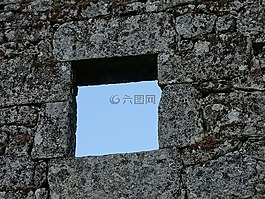 墻,窗口,天空