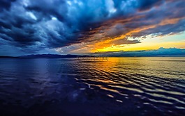 地中海,海,日落