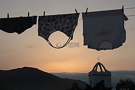 衣服,夏天,日落