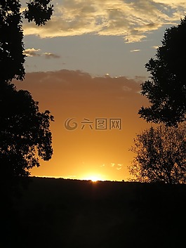 日落,側(cè)影,南非