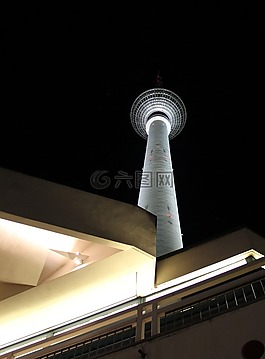 柏林,夜,電視塔