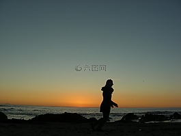 女子,人,海灘