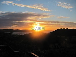 黃昏,日落,地平線