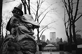 中央公園,黑色和白色,雕像