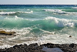 岩质海岸,波,海