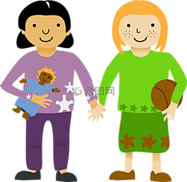 兒童,女孩,一起