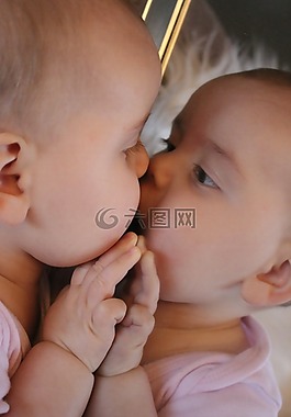 婴儿,镜像图像,镜子