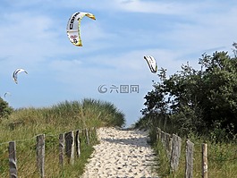 kitesurfer,pelzerhaken,海滩