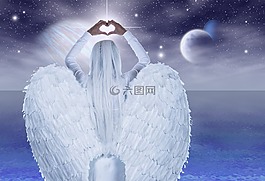 天使,手,心臟