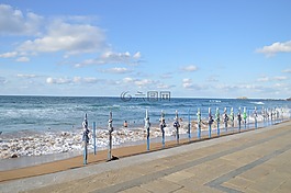 海滩,遮阳伞,云