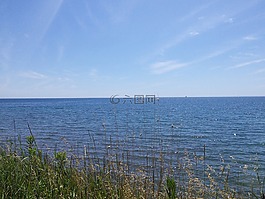 地平線,湖,水