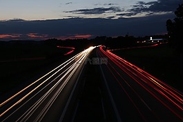 高速公路,長時間曝光,日落
